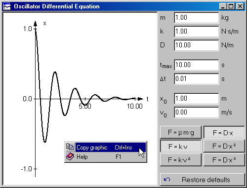 Screen snapshot OscillatorDifferentialEquation